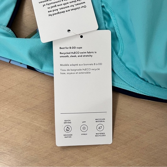 Athleta Maldives Bra Cup Bikini Top Size 36 B/C Floral High Neck Underwire - Picture 7 of 8